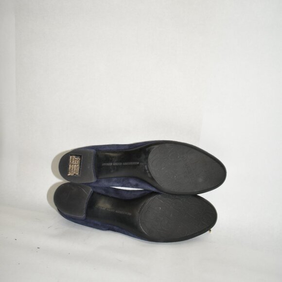 NEW $380 AGL ‘Kristin’ Block Heel Pumps BOW DETAIL BLUE SUEDE 37 (TPO19.5)